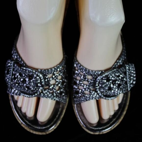 Yellow Box Silver Braid Platform Cork Wedge Size 6. - Picture 3 of 10